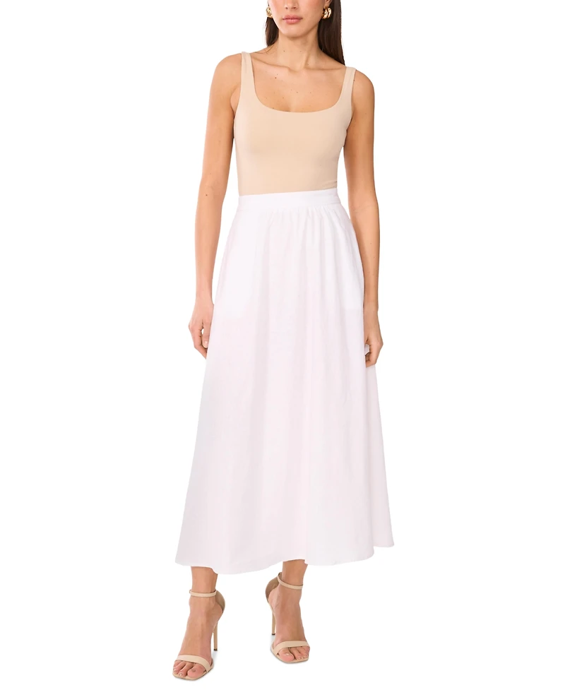 Vince Camuto Women's A-Line Linen-Blend Midi Skirt