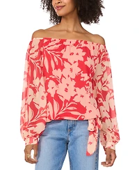 Vince Camuto Women's Floral Off-The-Shoulder Long-Sleeve Tie-Front Blouse