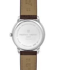 Frederique Constant Men's Swiss Moneta Moonphase Brown Leather Strap Watch 37mm