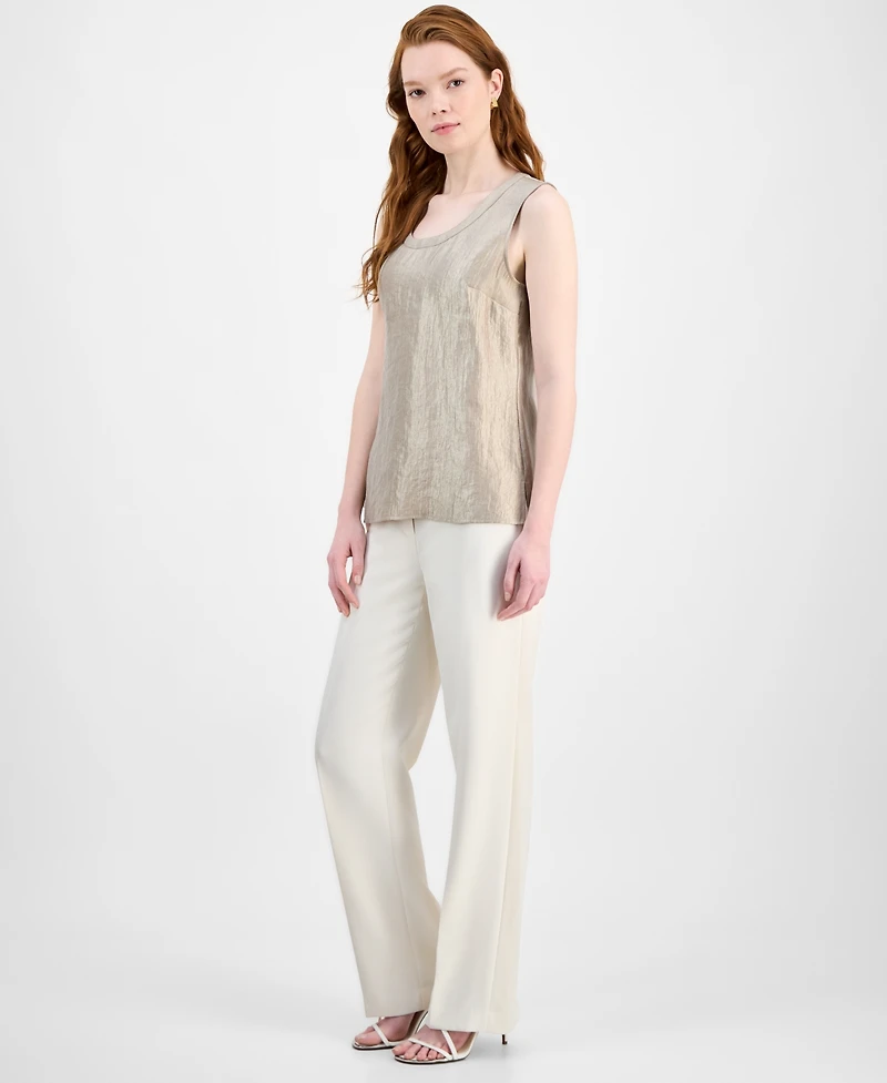 Kasper Women's Shimmer Twill Scoop-Neck Sleeveless Top, Regular & Petite Sizes