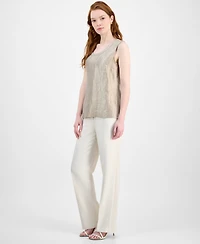 Kasper Women's Shimmer Twill Scoop-Neck Sleeveless Top, Regular & Petite Sizes