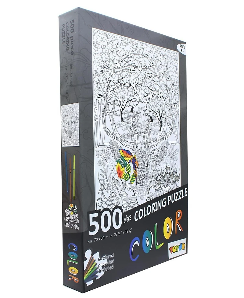 Deer 500 Piece Coloring Jigsaw Puzzle + 6 Markers