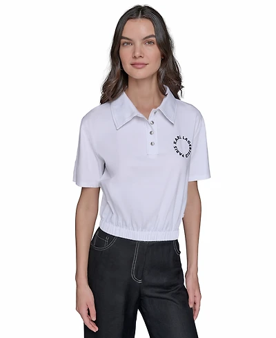 Karl Lagerfeld Paris Women's Cropped Logo Polo