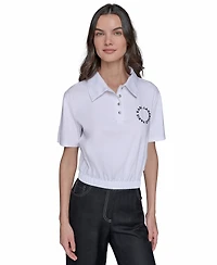 Karl Lagerfeld Paris Women's Cropped Logo Polo