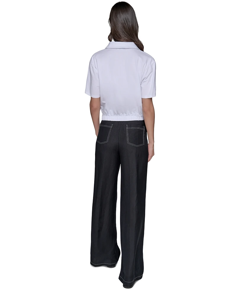 Karl Lagerfeld Paris Women's Cropped Logo Polo