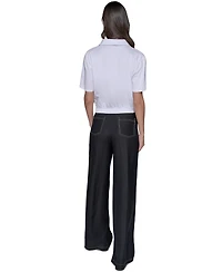 Karl Lagerfeld Paris Women's Cropped Logo Polo