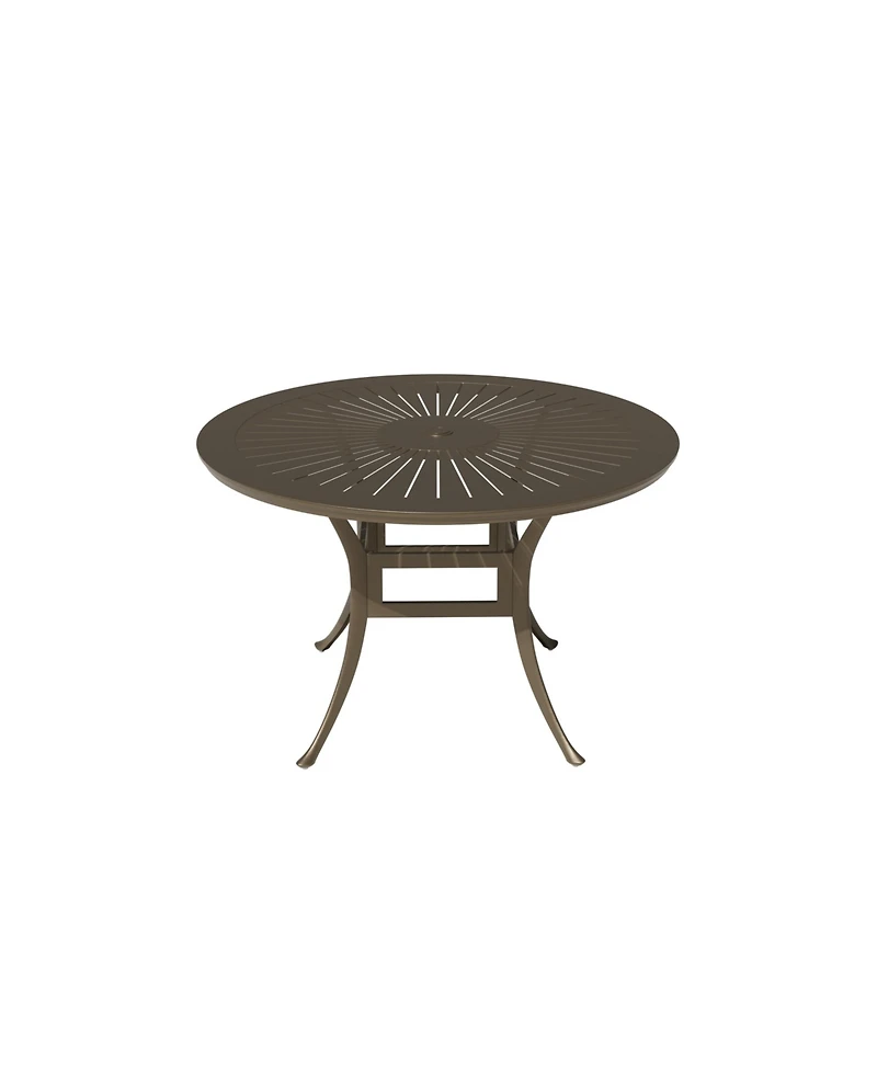 Mondawe -inch Powder Coated Cast Aluminum Outdoor Dining Table with Umbrella Hole