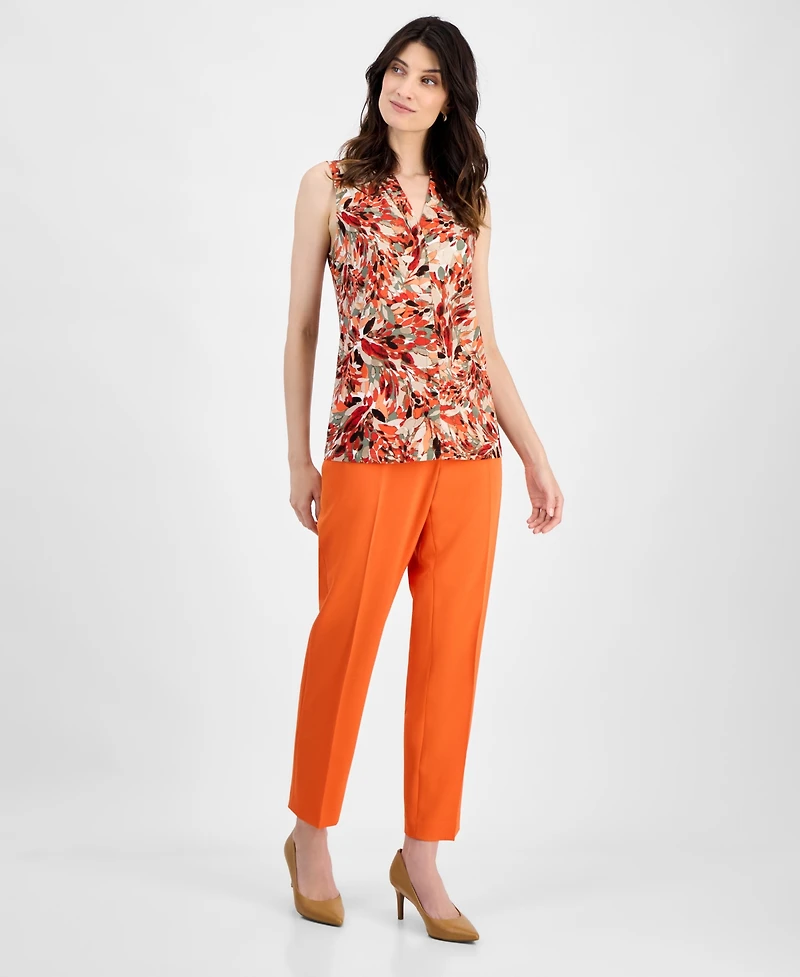 Kasper Women's Floral-Print Hidden-Placket Blouse, Regular & Petite Sizes