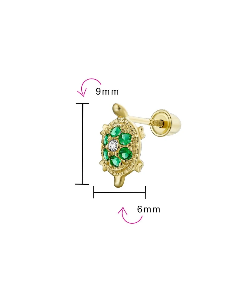 Bling Jewelry Tiny Daith Nautical Green Turtle 14K Gold Cartilage Ear Stud Earring Helix Screwback