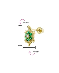 Bling Jewelry Tiny Daith Nautical Green Turtle 14K Gold Cartilage Ear Stud Earring Helix Screwback