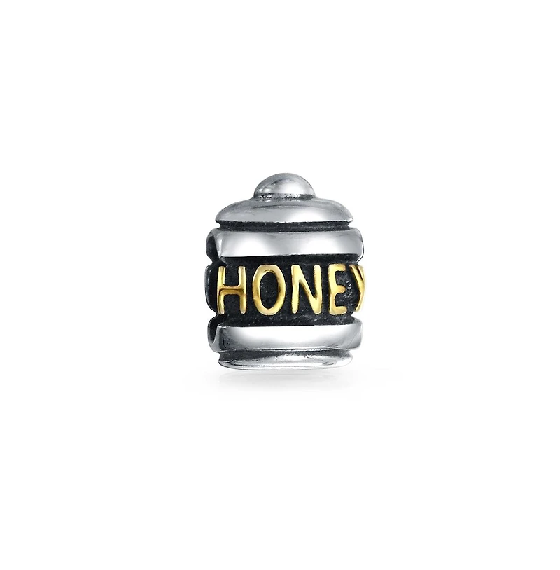 Bling Jewelry Sweet Honey Jar Charm Bead 14K Gold Plated Sterling Silver European Bracelet
