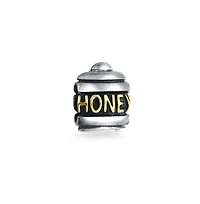 Bling Jewelry Sweet Honey Jar Charm Bead 14K Gold Plated Sterling Silver European Bracelet