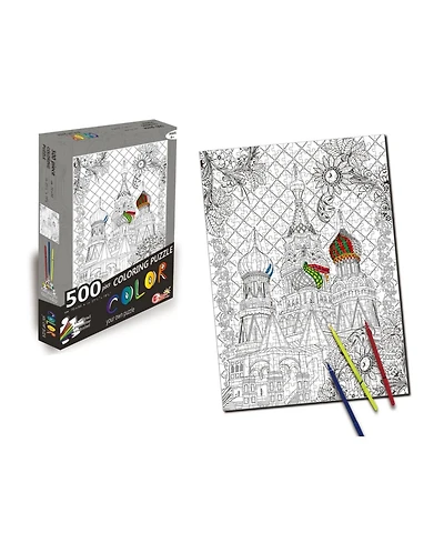 St. Basil's Cathedral 500 Piece Coloring Jigsaw Puzzle + 6 Markers