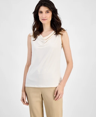 Kasper Women's Cap-Sleeve Cowlneck Blouse
