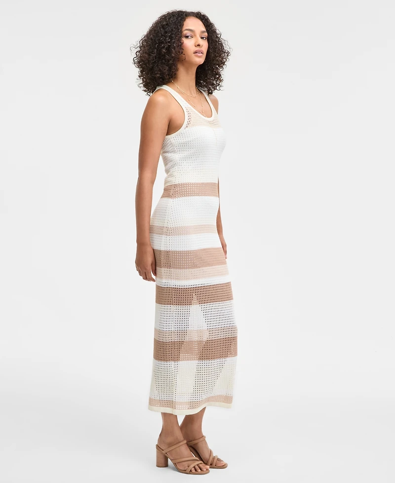 Bar Iii Women's Striped Crochet Tank Dress, Exclusively at Macy's