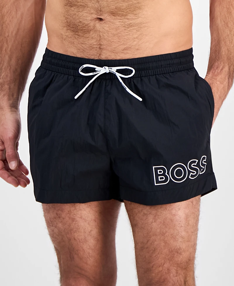 Boss by Hugo Men's Mooneye Outlined Logo Drawstring 3" Swim Trunks