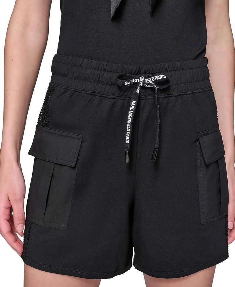 Karl Lagerfeld Paris Women's Mesh-Trim Cargo Shorts