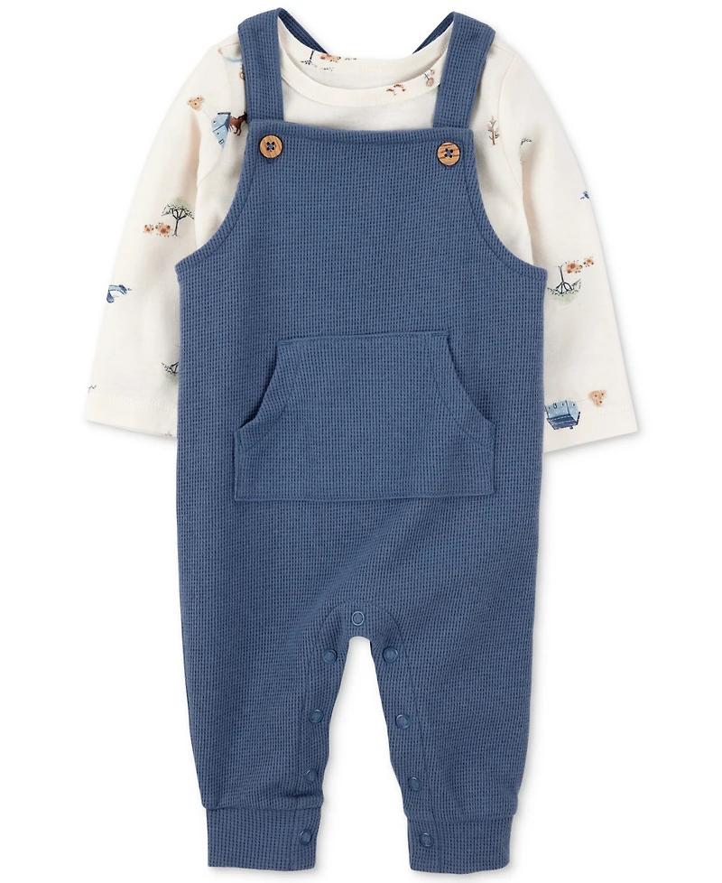 Carter's Baby Boys 2-Pc. Long-Sleeve T-Shirt & Thermal Overalls Set