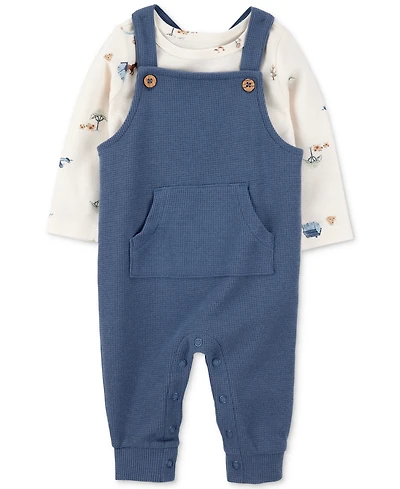 Carter's Baby Boys 2-Pc. Long-Sleeve T-Shirt & Thermal Overalls Set