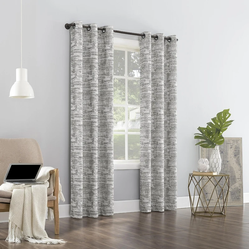 Parrish Distressed Grid Thermal Extreme 100% Blackout Grommet Curtain Panel