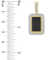 Men's Black & White Diamond Dog Tag Pendant (1/2 ct. tw) in 10k Gold