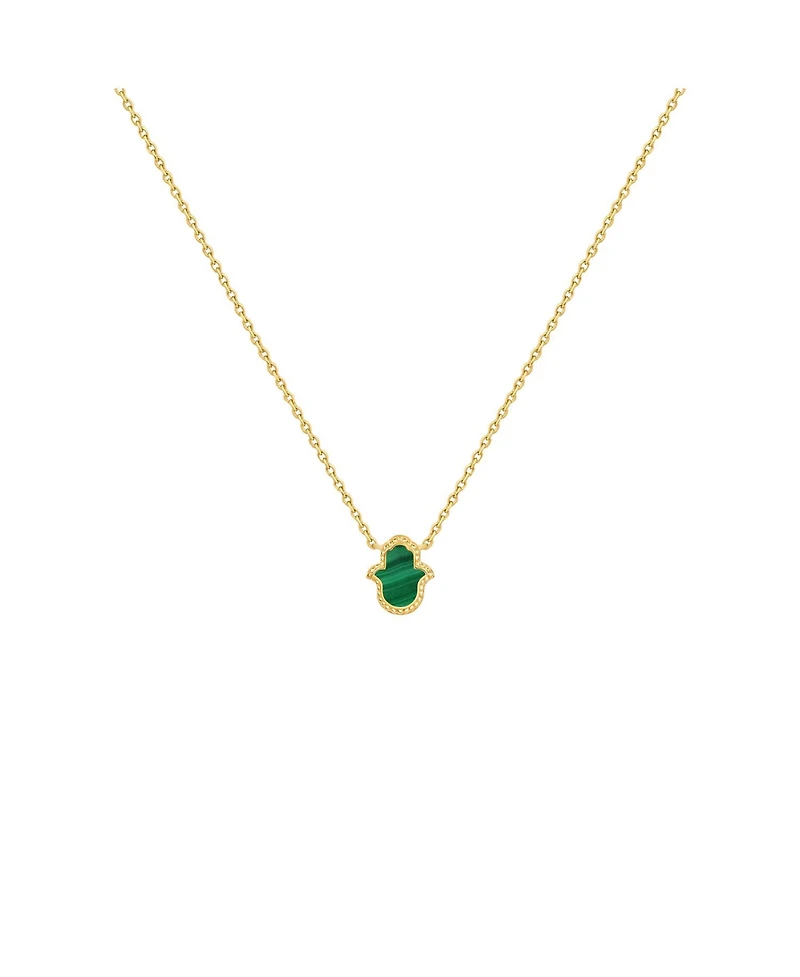 Honest & Bright Malachite Hamsa Gold Necklace