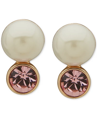 Emily in Paris Gold-Tone Crystal & Stone Stud Earrings