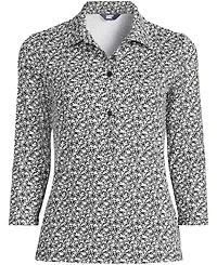 Lands' End Women's 3/4 Sleeve Active Polo Shirt