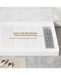 Casainc 60"W X 32"D Smc Single Threshold Shower Base Anti-Slip Shower Pan, Drain Assembly & Drain Cover Included