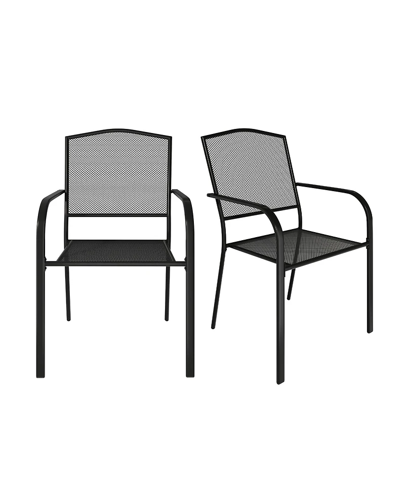 Black Metal Outdoor Patio Dining Chair Set of 2