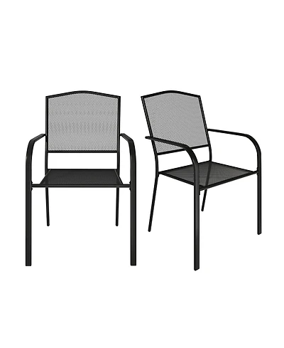 Black Metal Outdoor Patio Dining Chair Set of 2