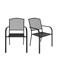 Black Metal Outdoor Patio Dining Chair Set of 2
