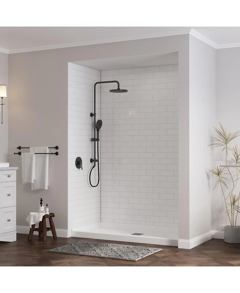 Casainc 60"W X 30"D Smc Single Threshold Shower Base Anti-Slip Shower Pan, Drain Assembly & Drain Cover Included