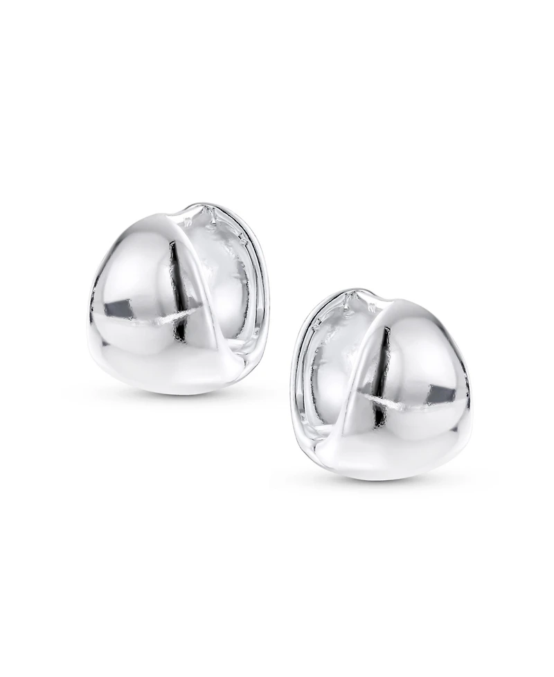 Bling Jewelry Minimalist Geometric Hoop Huggie Earrings in Sterling Silver