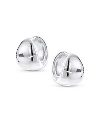 Bling Jewelry Minimalist Geometric Hoop Huggie Earrings in Sterling Silver