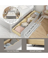 Full Size Bed Frame with Storage Drawers and Solid Wood Headboard