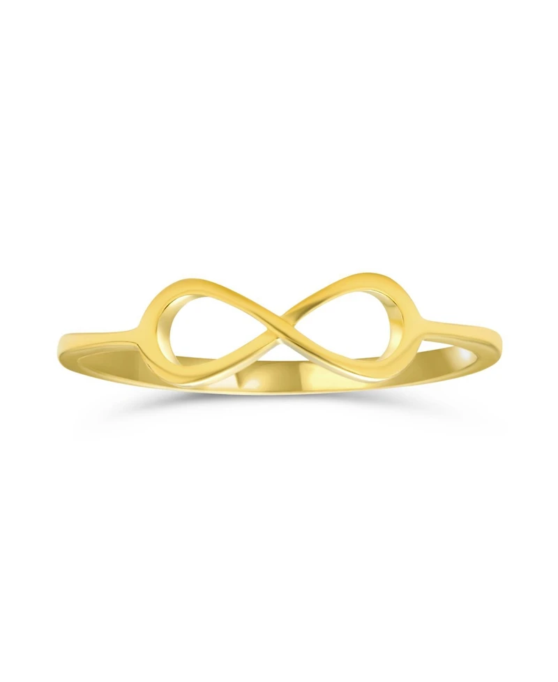Bling Jewelry Minimalist Simple Midi Knuckle Finger Stackable Love Knot Infinity Ring Thin 1MM Band Yellow Gold Plated .925 Sterling Silver