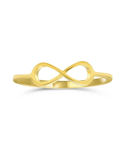 Bling Jewelry Minimalist Simple Midi Knuckle Finger Stackable Love Knot Infinity Ring Thin 1MM Band Yellow Gold Plated .925 Sterling Silver