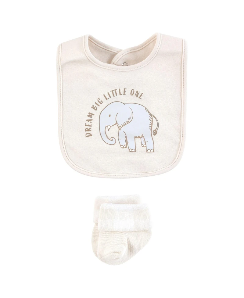 Hudson Baby Infant Cotton Bib and Sock Set 8pk, Modern Safari Animals, One Size