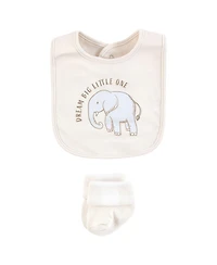 Hudson Baby Infant Cotton Bib and Sock Set 8pk, Modern Safari Animals, One Size