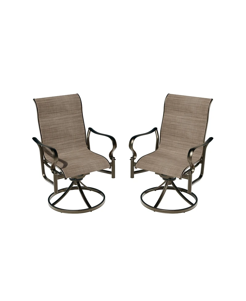 Mondawe Outdoor Cast Aluminum Swivel Rocking Chair with Textilene Seat and High Back (Set of 2)