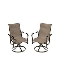 Mondawe Outdoor Cast Aluminum Swivel Rocking Chair with Textilene Seat and High Back (Set of 2)