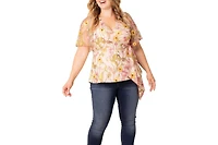 Kiyonna Plus Rosalie Embroidered Wrap Top
