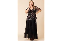 Kiyonna Plus Rosalie Embroidered Wrap Top