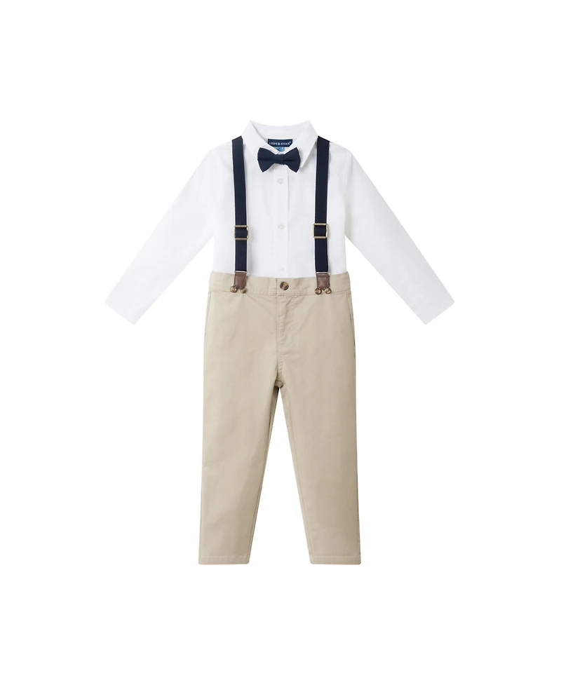 Andy & Evan Toddler Boys Toddler/Child White Buttondown Bowtie and Suspenders Set