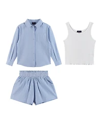 Andy & Evan Big Girls Toddler/Child Blue Woven Buttondown and Shorts Set