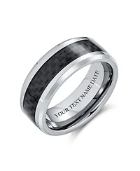 Bling Jewelry Geometric Pattern Carbon Fiber Inlay Couples Titanium Band Rings Comfort Fit 8MM