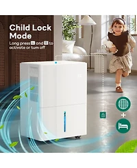 Zafro 25-Pint Dehumidifier for Home & Bedrooms, 2000 Sq. Ft. Coverage, 1.2Gal Water Tank, Smart Controls & Timer for Medium Rooms