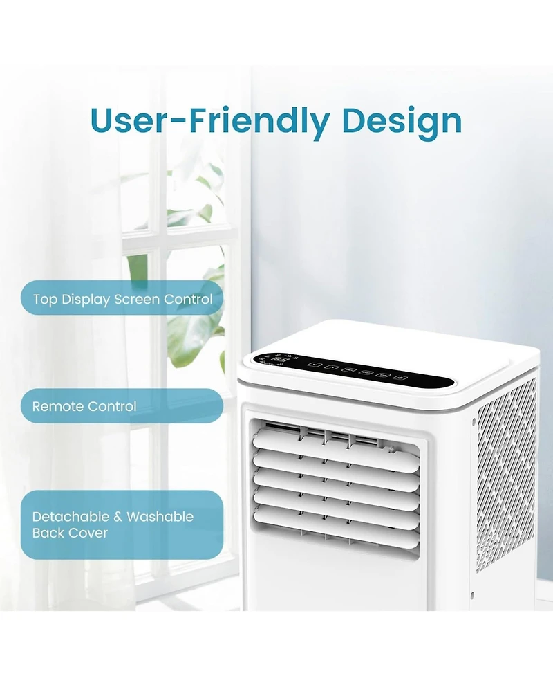 Cowsar 8000 Btu Portable Ac, 4 Modes, Cools 350sq.ft, Remote, Led Display, 24H Timer, 360° Wheels