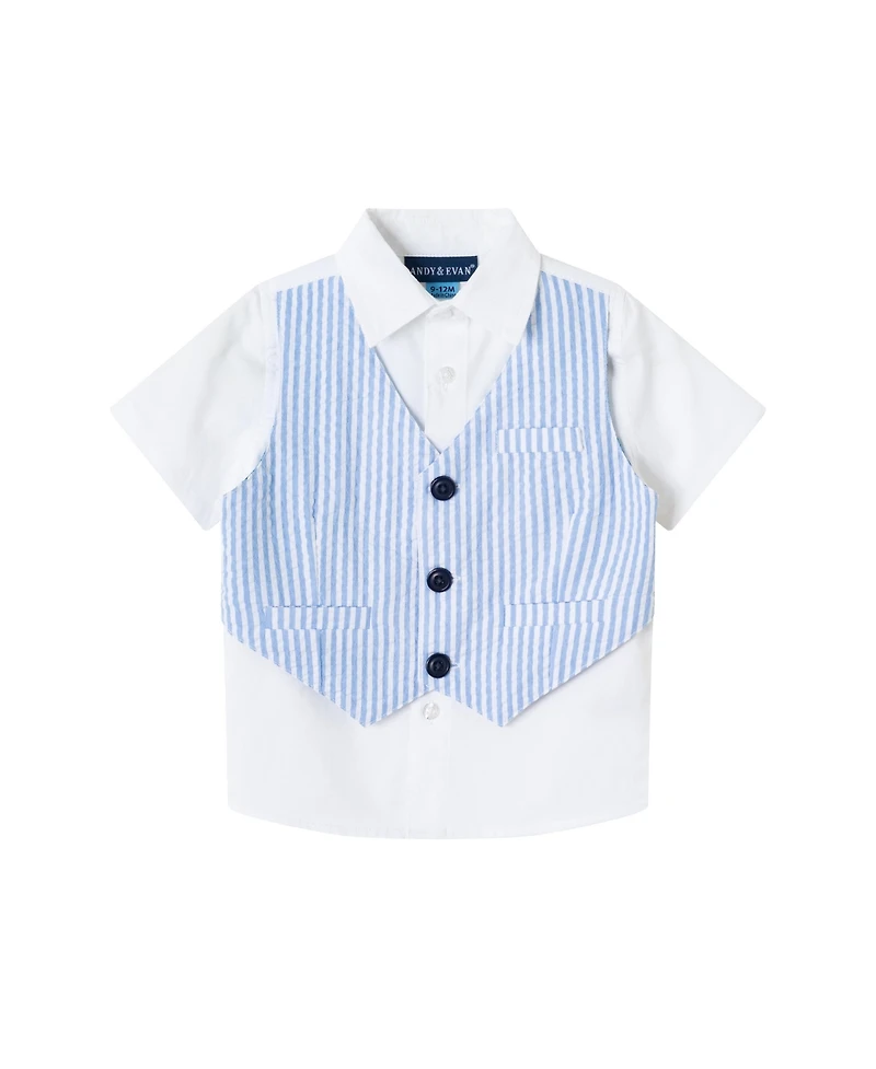 Andy & Evan Baby Boys Chambray Polo and Vest Set
